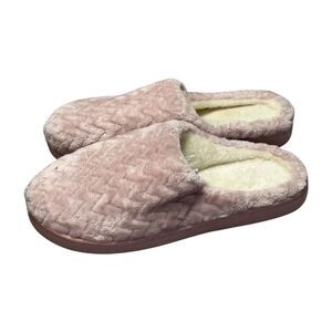 Women's M(7-8) Mule Baby Pink Faux Fur Lined Comfort Casual Slip-On Slippers